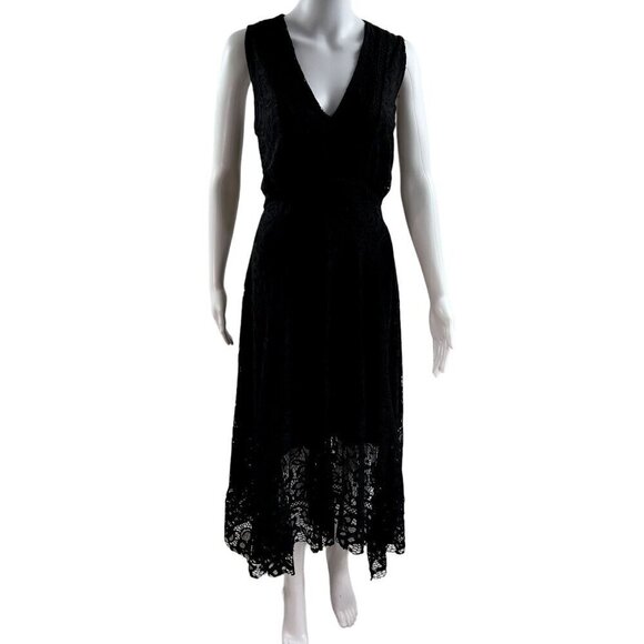 Taylor Black Lace Handkerchief Hem Sleeveless Dress 16 Fairy Grunge Witchy Goth - Picture 3 of 16